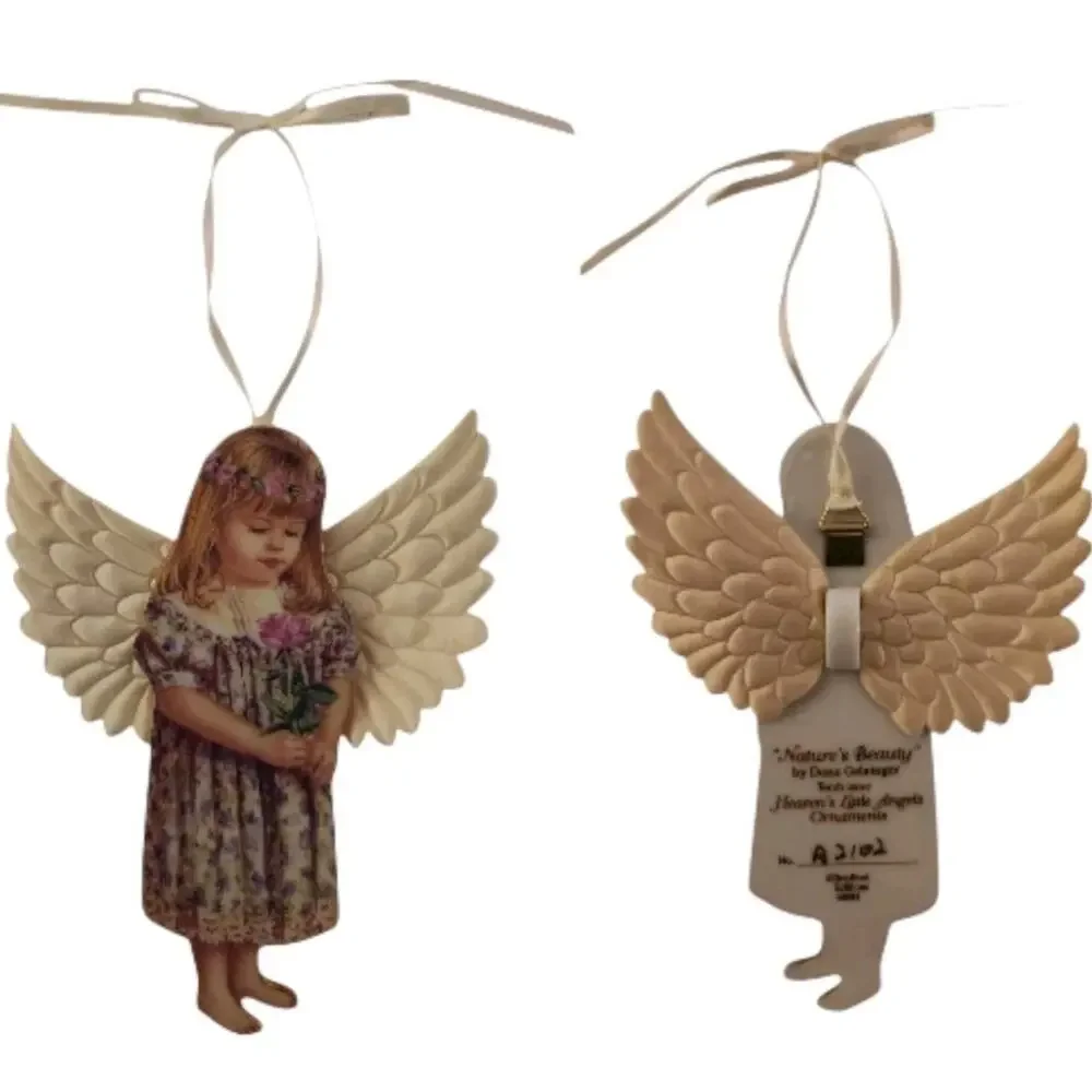 Heavens Little Angels Garden Satin Wing Dona Gelsinger Porcelain Ornaments Set-3